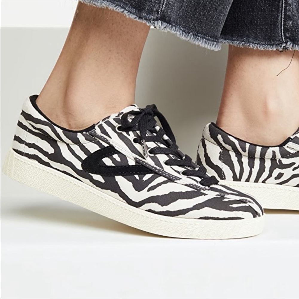 Tretorn Zebra Print Low-Top Sneakers in Black and White